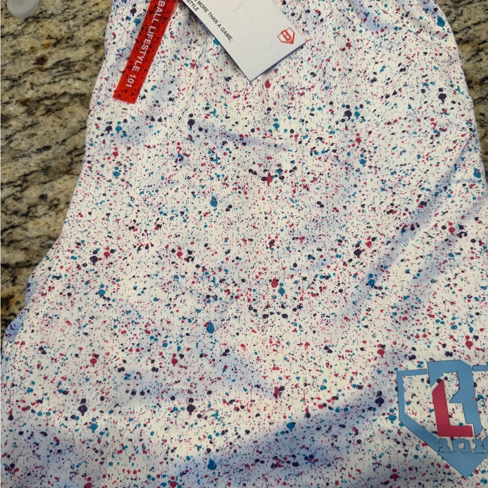 Baseball lifestyle 101 Splatter Shorts. Never worn, NWT